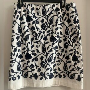 Talbots Navy and White A-Line Skirt